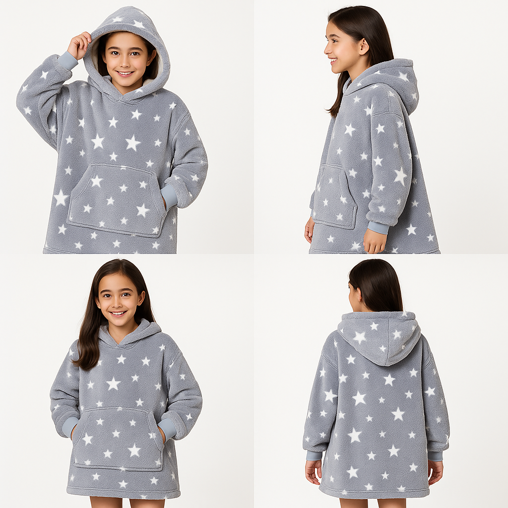 Manta con capucha cielo estrellado brilla en la oscuridad