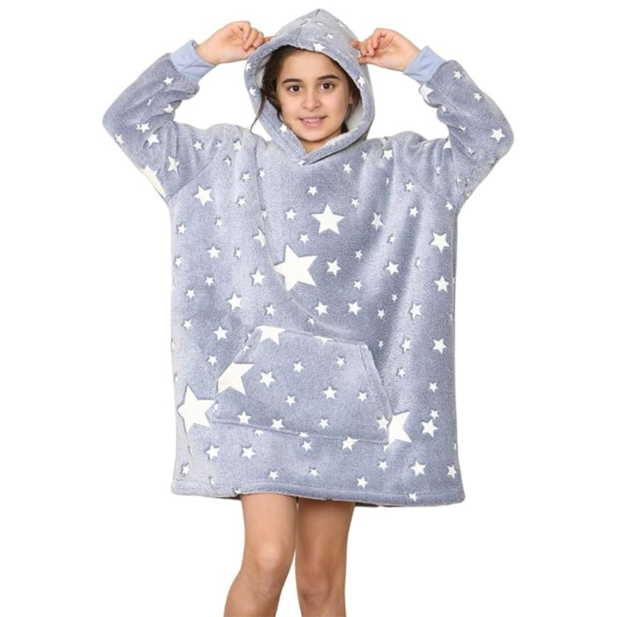 Manta con capucha cielo estrellado brilla en la oscuridad