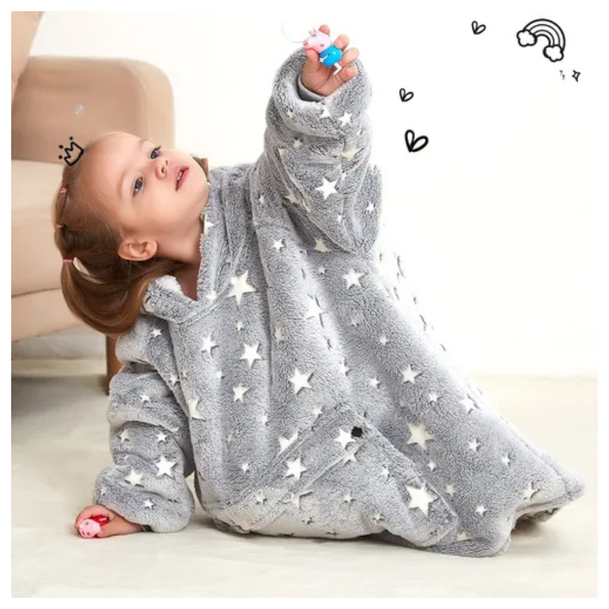 Manta con capucha cielo estrellado brilla en la oscuridad