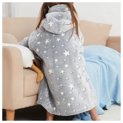 Manta con capucha cielo estrellado brilla en la oscuridad