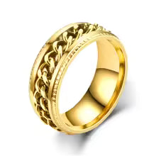 Anillo Dorado Diseño Cadena - Estilo Moderno y Elegante