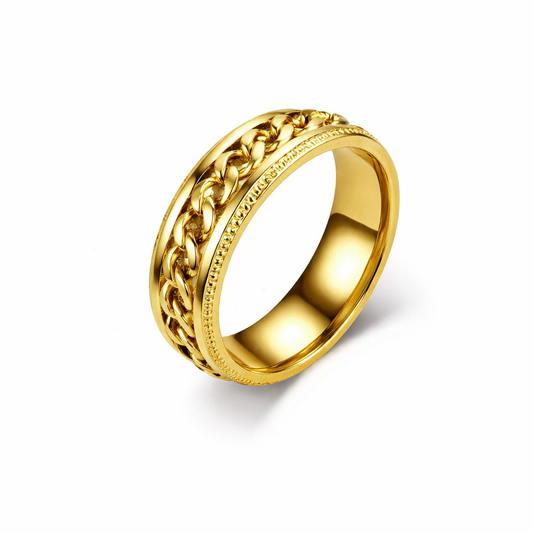 Anillo Dorado Diseño Cadena - Estilo Moderno y Elegante