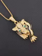 Collar Colgante Tigre Dorado - Joyería con Cristales