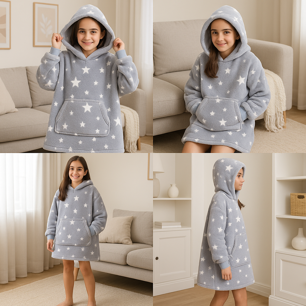 Manta con capucha cielo estrellado brilla en la oscuridad