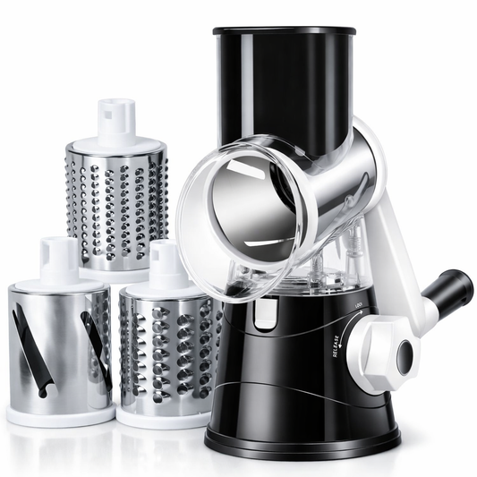 Rallador Rotatorio Manual Multifunción – Corta, Ralla y Lamina en Segundos