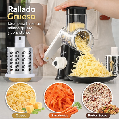 Rallador Rotatorio Manual Multifunción – Corta, Ralla y Lamina en Segundos